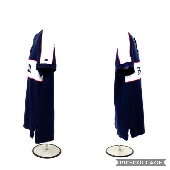 Vintage Tommy Hilfiger Blue Spell Out Custom Fit Short Sleeve Polo Shirt Mens M - Picture 3 of 8